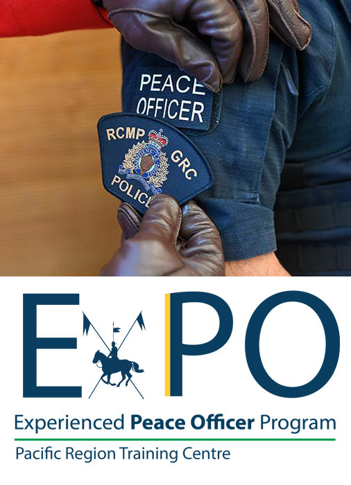 Experienced Peace Officer Program - Officer replacing Peace Officer patch with a RCMP one