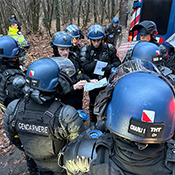 French police officers share strategies during a training exercise in the south of France during which three RCMP officers participated.