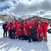 Members of Team Canada's snowshoe team pose for a photo