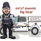 Cartoon drawing of Cst. Williams and vehicle