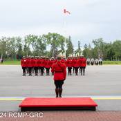 The shows include a foot-drill display performed by cadets wearing scarlet tunics.