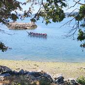 Esquimalt Nation Summer Youth Camp canoe away from Portage Park in View Royal.