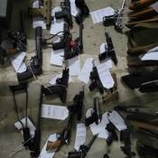 Numerous firearms were seized by police officers during searches in January 2024.