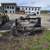 Remains of burned vehicle