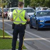 Photo of RCMP officer conducting traffic enforcement