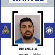 Rabih Alkhalil, 38 - Wanted<br />
Hair: Black<br />
Eyes: Dark Brown<br />
Height: 5’10” (178 cm)<br />
Weight: 165 lbs (75 kg)<br />
Wanted for First Degree Murder x 2 and being unlawfully at large.