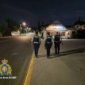 Salmon Arm RCMP on a late night foot patrol downtown Salmon Arm.