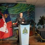 G Division Commanding Officer, Superintendent Dyson Smith, at the press conference.