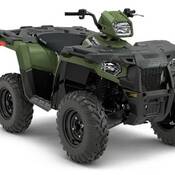 A stock image of a green and black Polaris Sportsman ATV.