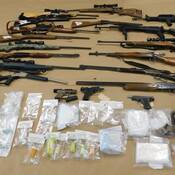 Guns and suspected illicit drugs