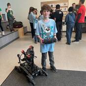 Kids driving police robot