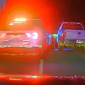 Truck stopped on Hwy 97A