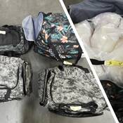 Baggies of Methamphetamine found in canvas duffle bags