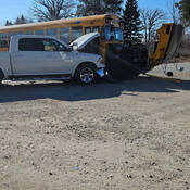 A school bus was involved in a collision with a pickup truck on May 4 in the RM of Portage la Prairie.