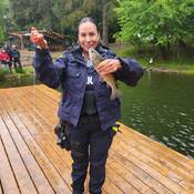 RCMP officers joined students in catching fish