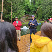 Cst. Bradley Holditch speaking with students