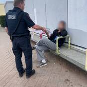 Community Safety Officer (CSO) Troy Sterling handing out water bottles