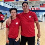 Cst. Dave Hill and Hunter Hohn in their athleisure attire