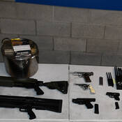 Weapons and other items seized as part of the investigation.