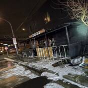 Photograph of visible fire damage to patio area of a Richmond restaurant