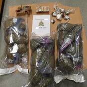 Drugs and cash seized from a residence in the 500 block of South Alder Street in Campbell River