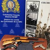Colchester County District RCMP seized firearms and replica firearms during a search warrant execution on October 2. The two replica firearms pictured here are indistinguishable from the legitimate firearms also seized.