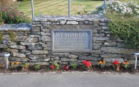 Plaque at the entrance to Air India Memorial site in Ahakista, Country Cork, Ireland