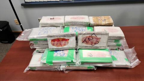 RCMP Traffic Services seized approximately 34 kilograms of suspected cocaine from a rented vehicle on Sept. 23. A 33-year-old Calgary male is charged.