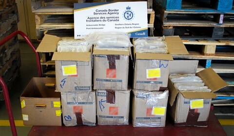 Suspected cocaine seized at the Ambassador Bridge on September 11, 2026.