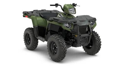 A stock image of a green and black Polaris Sportsman ATV.