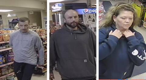 An image of 3 unknown individuals, two men and a woman, police need help identifying.