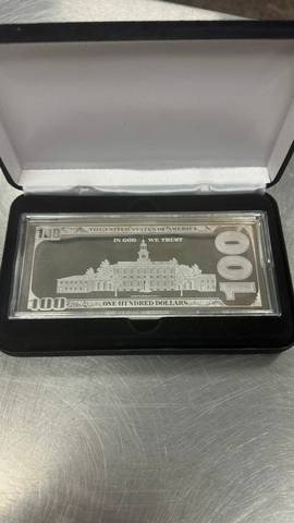 Picture of silver rectangular coin
