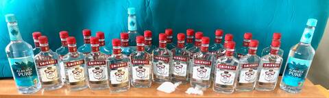 Drugs and liquor seized at airport.