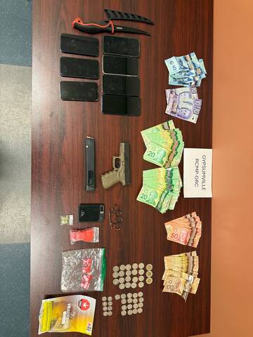 Weapons, drugs and paraphernalia were seized by Gypsumville RCMP on April 24. Six people have been charged.