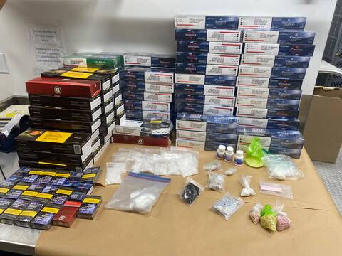 Photo of the drugs and cigarettes seized