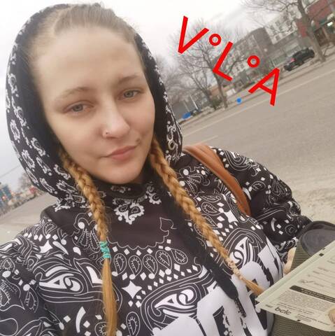 Photo of missing woman Leila Angel Lorraine Brousseau wearing a black and white paisley hoodie