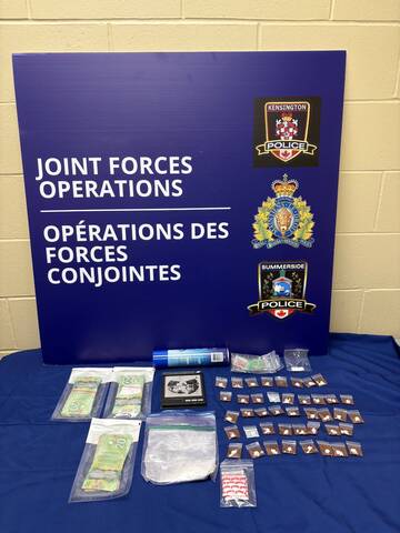 Photo of drugs and cash seized on 27 March 2026 by PEI Joint Forces Operations team