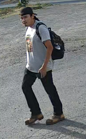 Surveillance image of male suspect in Kamloops Lansdowne Bus Exchange assault