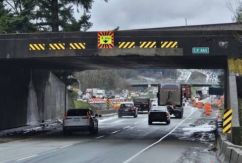 Community Alert: Auto Transport Trailer Hits CP Rail Overpass on Highway 1 in Langley, Driver Sought 8 Scene of overpass strike in the westbound lanes of Highway 1 at the CP Rail overpass in Langley