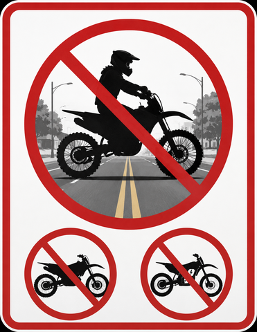 No dirt biking sign