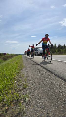 Cops for Cancer Tour de North cyclists riding on a Prince George area highway
