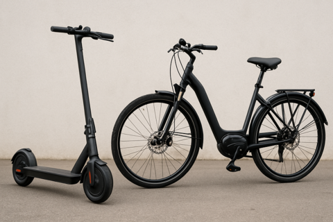 Photo of e-scooter and e-bike