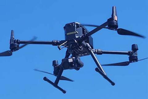 Photo of the RPAS hovering in the sky