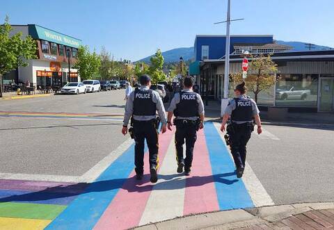 Salmon Arm RCMP on a foot patrol downtown Salmon Arm