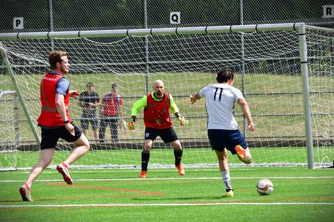 youth and RCMP officers compete in soccer game