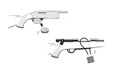 shotgun and rifle pictured with trigger locks attached