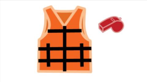 Photo of personal flotation device and whistle