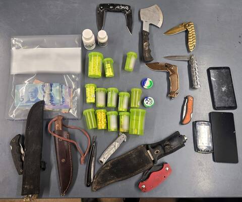 Swan River RCMP's general investigation section seized drugs, weapons and paraphernalia following a traffic stop on April 21.