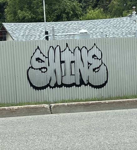 Vandalism graffiti example associated with Parkland RCMP investigation in Spruce Grove
