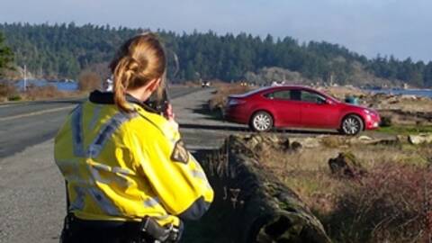 Traffic unit member conducting speed enforcement.